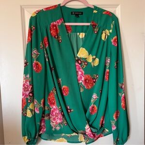 INC Floral Green Blouse